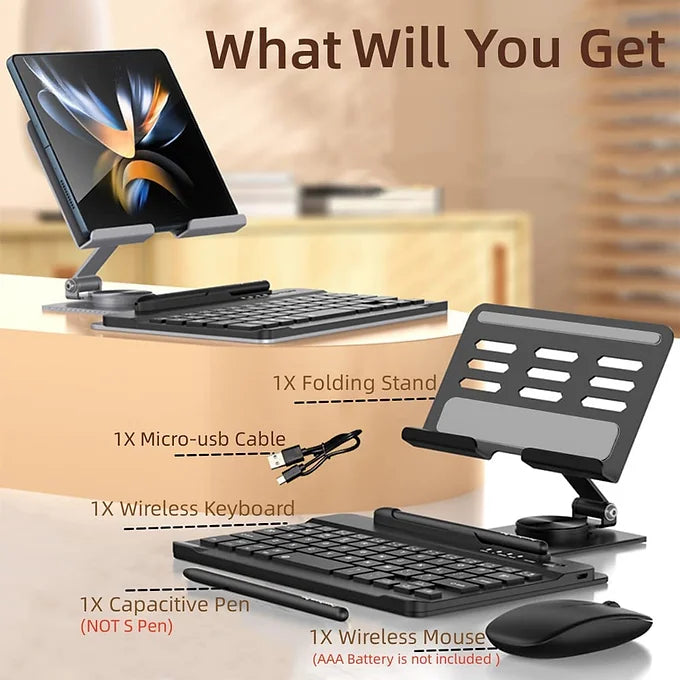 FlexiDesk Laptop Stand with Keyboard, Wireless Mouse and Pen