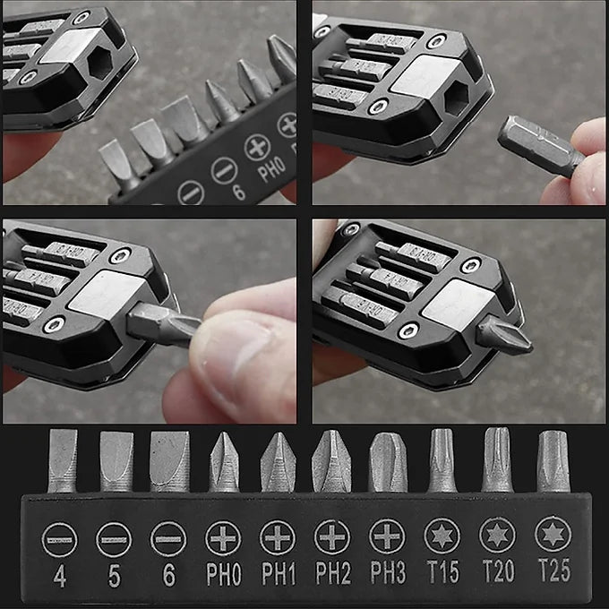 Hexagonal Socket Wrench With  Screwdriver Bits