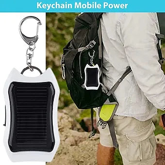 Solar Power Bank Keychain with Flashlight
