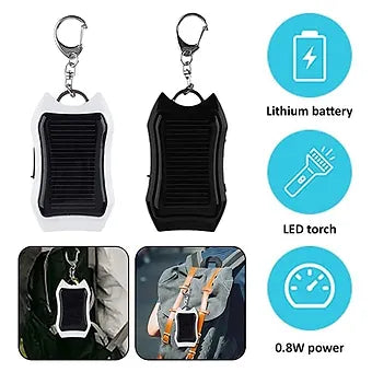 Solar Power Bank Keychain with Flashlight