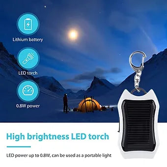 Solar Power Bank Keychain with Flashlight