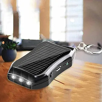 Solar Power Bank Keychain with Flashlight