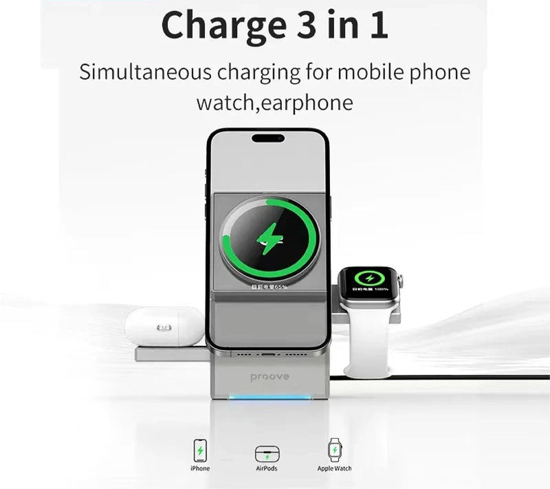 Magnetic 3-in-1 Wireless Quick Charger