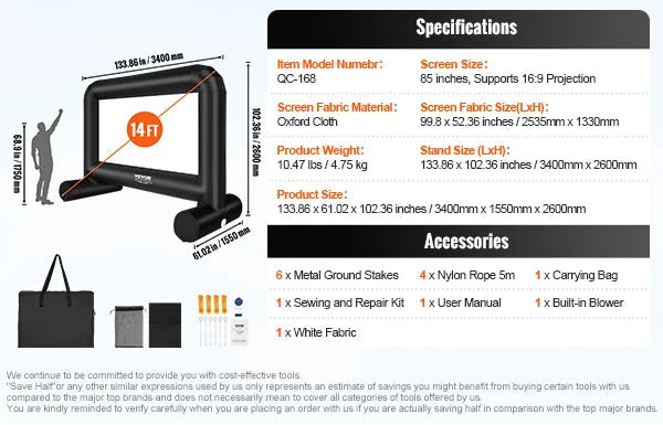 Portable Outdoor Movie Projector with Screen