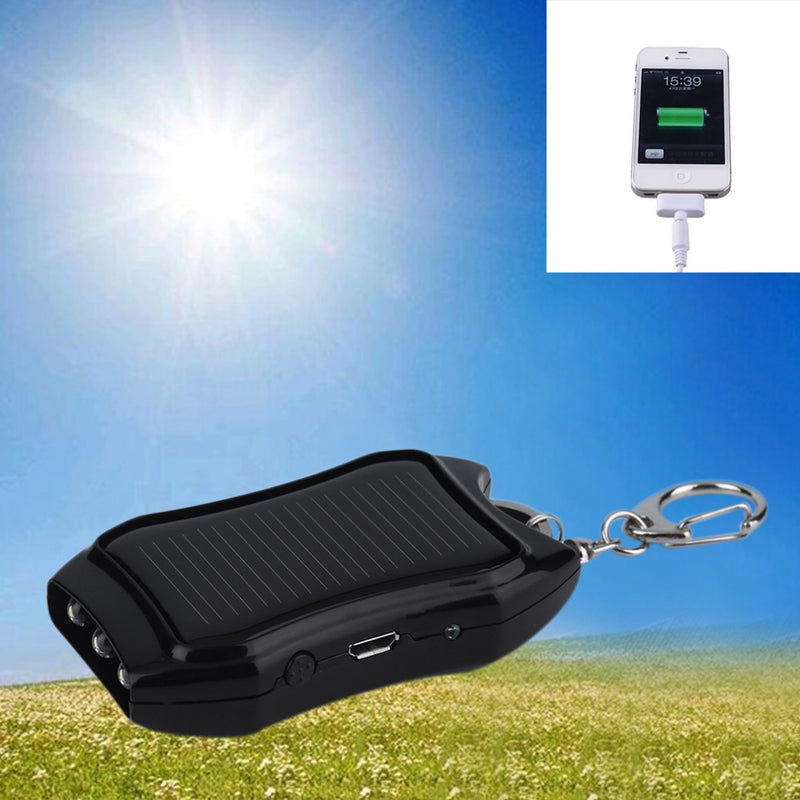 Solar Power Bank Keychain with Flashlight