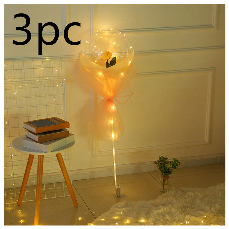 LED Luminous Balloon Rose Bouquet - Mystery Gadgets led-luminous-balloon-rose-bouquet-transparent-bobo-ball-rose, Christmas Collections, Gifts, Home Decor