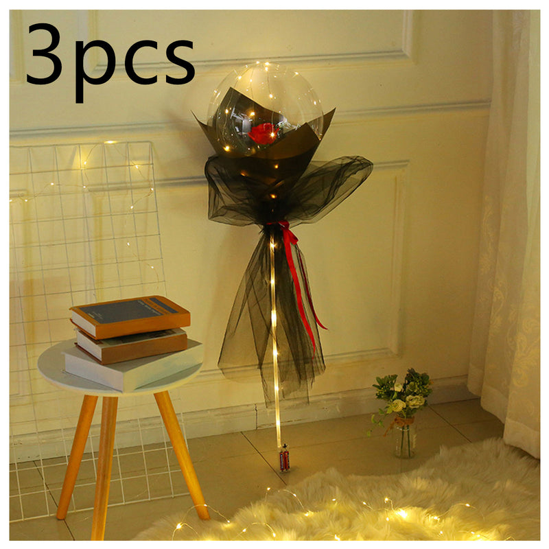LED Luminous Balloon Rose Bouquet - Mystery Gadgets led-luminous-balloon-rose-bouquet-transparent-bobo-ball-rose, Christmas Collections, Gifts, Home Decor