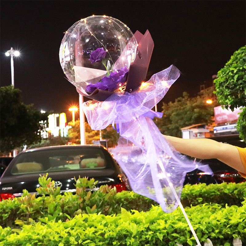 LED Luminous Balloon Rose Bouquet - Mystery Gadgets led-luminous-balloon-rose-bouquet-transparent-bobo-ball-rose, Christmas Collections, Gifts, Home Decor