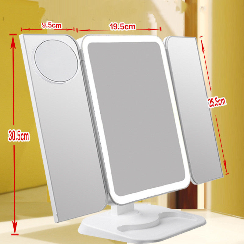 Trifold Makeup Mirror With LED Light - Mystery Gadgets tri-fold-makeup-mirror-with-led-light, Health & Beauty