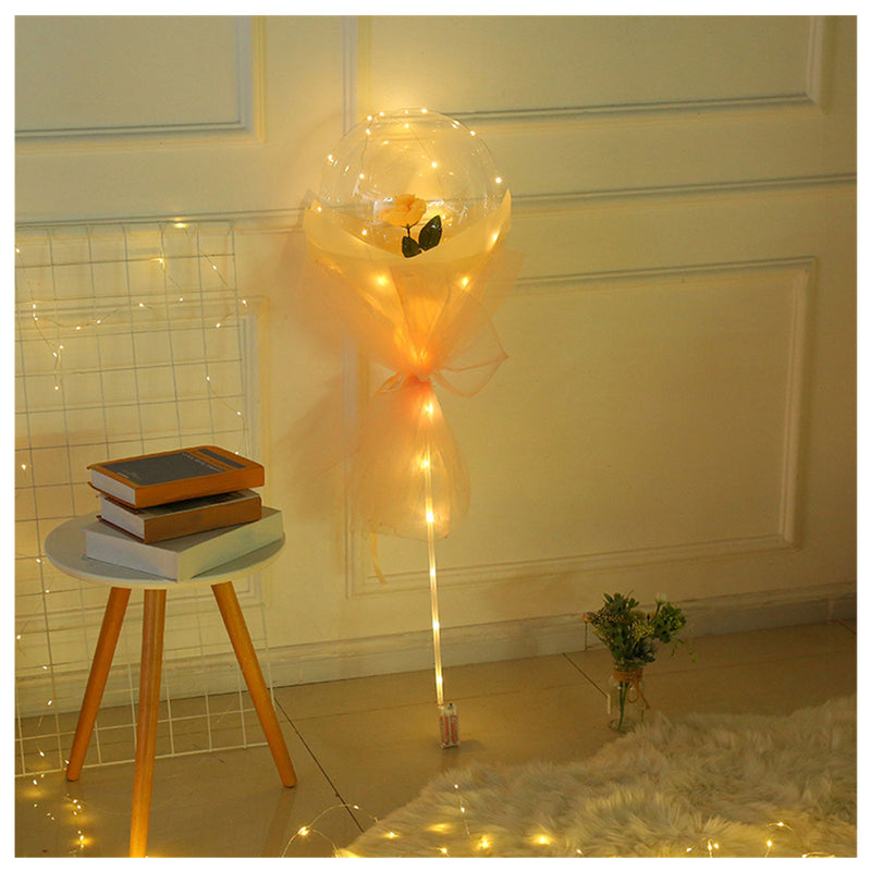LED Luminous Balloon Rose Bouquet - Mystery Gadgets led-luminous-balloon-rose-bouquet-transparent-bobo-ball-rose, Christmas Collections, Gifts, Home Decor