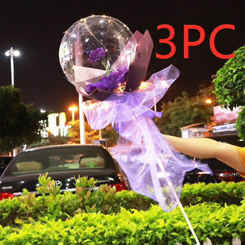 LED Luminous Balloon Rose Bouquet - Mystery Gadgets led-luminous-balloon-rose-bouquet-transparent-bobo-ball-rose, Christmas Collections, Gifts, Home Decor