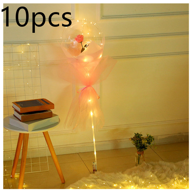 LED Luminous Balloon Rose Bouquet - Mystery Gadgets led-luminous-balloon-rose-bouquet-transparent-bobo-ball-rose, Christmas Collections, Gifts, Home Decor