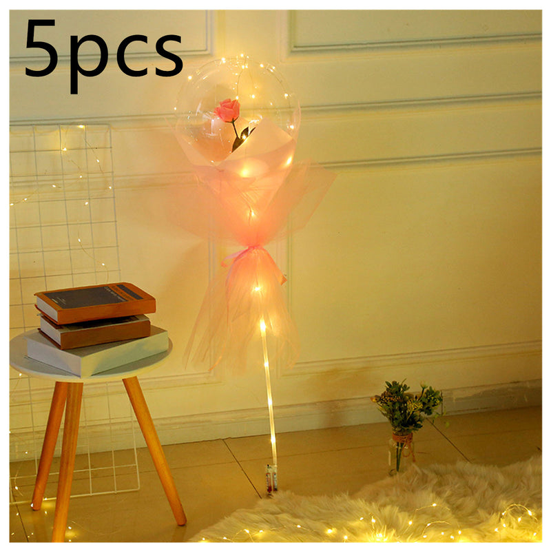 LED Luminous Balloon Rose Bouquet - Mystery Gadgets led-luminous-balloon-rose-bouquet-transparent-bobo-ball-rose, Christmas Collections, Gifts, Home Decor