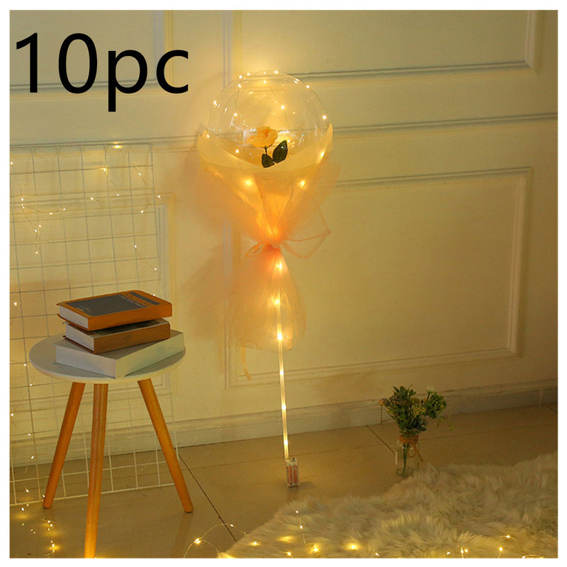 LED Luminous Balloon Rose Bouquet - Mystery Gadgets led-luminous-balloon-rose-bouquet-transparent-bobo-ball-rose, Christmas Collections, Gifts, Home Decor