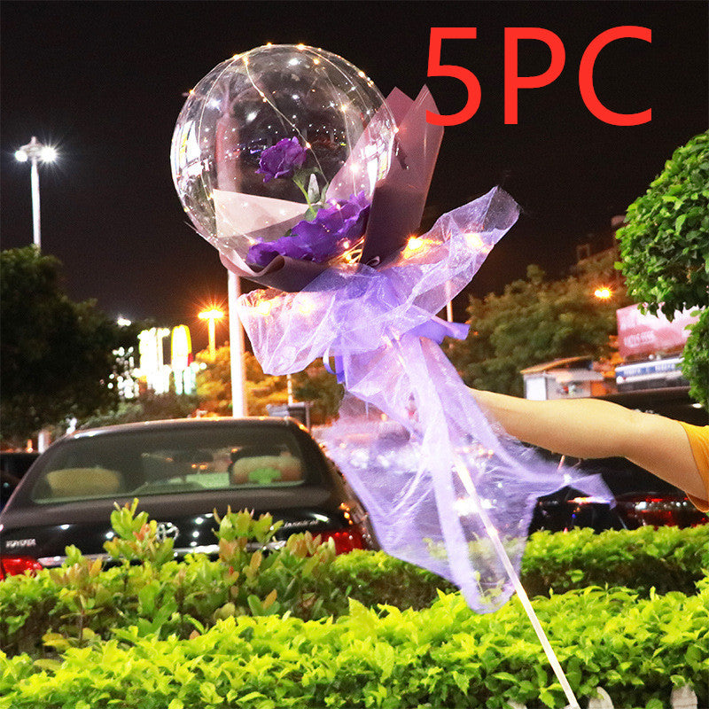 LED Luminous Balloon Rose Bouquet - Mystery Gadgets led-luminous-balloon-rose-bouquet-transparent-bobo-ball-rose, Christmas Collections, Gifts, Home Decor