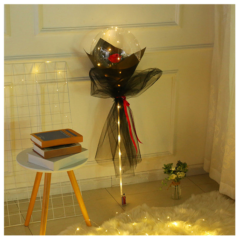 LED Luminous Balloon Rose Bouquet - Mystery Gadgets led-luminous-balloon-rose-bouquet-transparent-bobo-ball-rose, Christmas Collections, Gifts, Home Decor