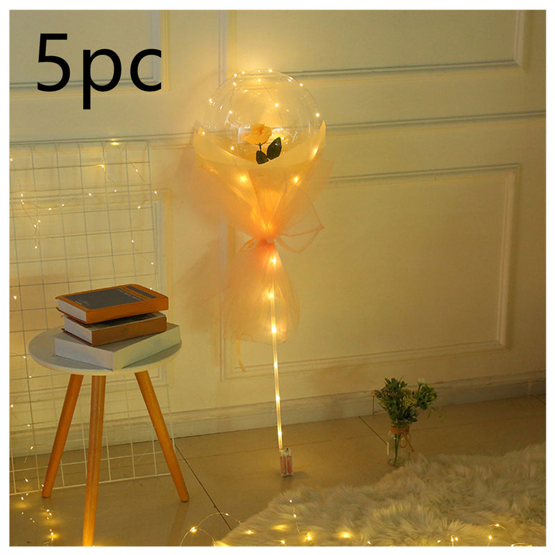LED Luminous Balloon Rose Bouquet - Mystery Gadgets led-luminous-balloon-rose-bouquet-transparent-bobo-ball-rose, Christmas Collections, Gifts, Home Decor