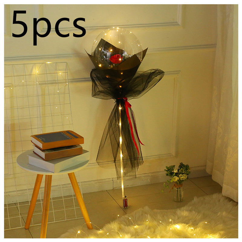 LED Luminous Balloon Rose Bouquet - Mystery Gadgets led-luminous-balloon-rose-bouquet-transparent-bobo-ball-rose, Christmas Collections, Gifts, Home Decor