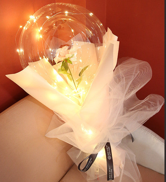 LED Luminous Balloon Rose Bouquet - Mystery Gadgets led-luminous-balloon-rose-bouquet-transparent-bobo-ball-rose, Christmas Collections, Gifts, Home Decor