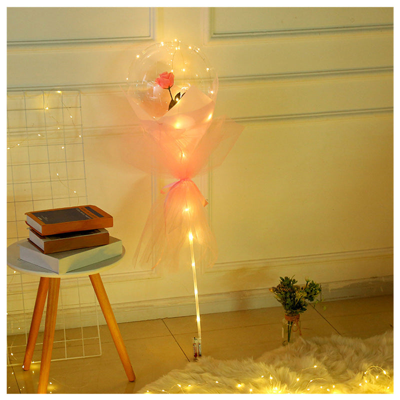 LED Luminous Balloon Rose Bouquet - Mystery Gadgets led-luminous-balloon-rose-bouquet-transparent-bobo-ball-rose, Christmas Collections, Gifts, Home Decor