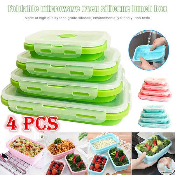4 Pcs Silicone Collapsible Food Container - Mystery Gadgets 4-pcs-silicone-collapsible-food-container, Home & Kitchen, kitchen, Kitchen & Dining