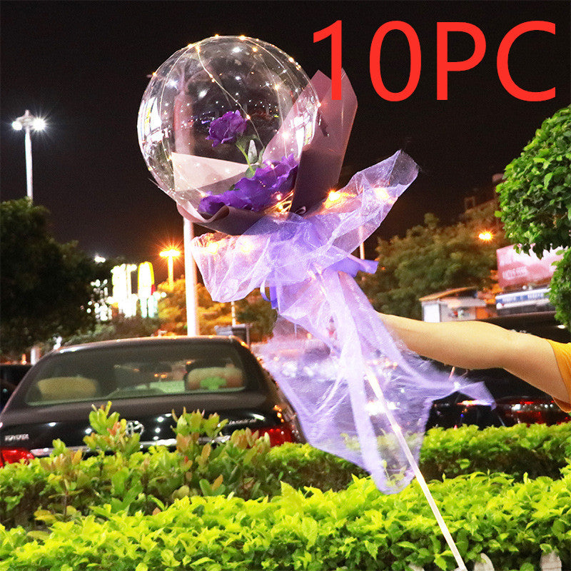 LED Luminous Balloon Rose Bouquet - Mystery Gadgets led-luminous-balloon-rose-bouquet-transparent-bobo-ball-rose, Christmas Collections, Gifts, Home Decor