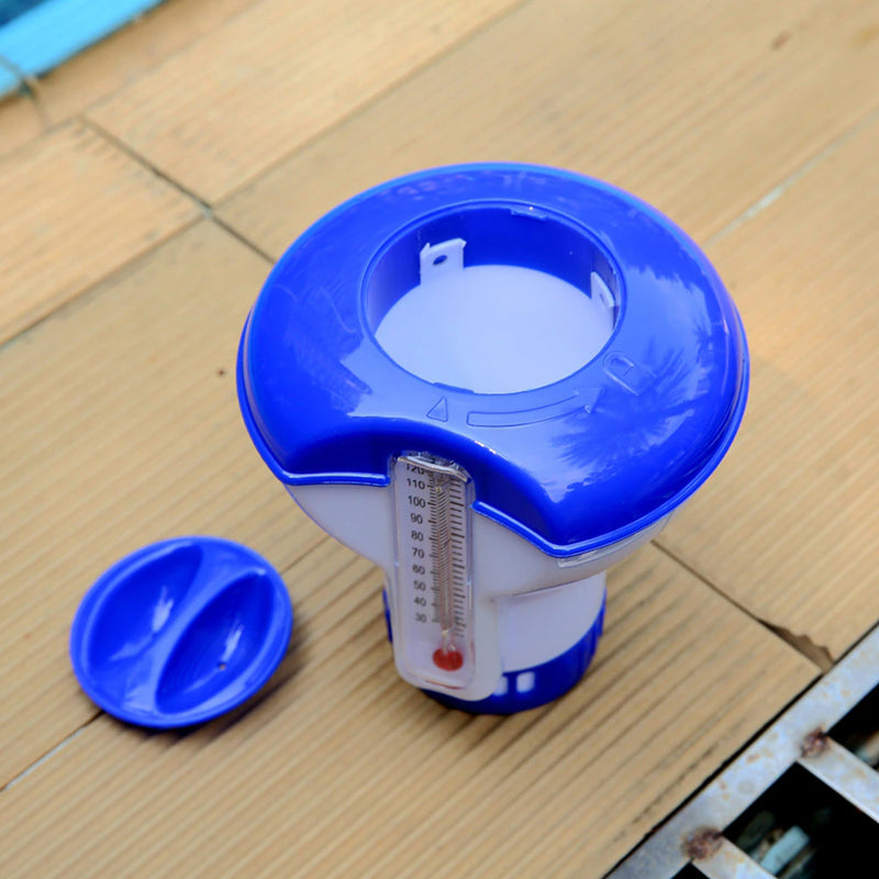 Swimming Pool Chlorine Dispenser With Thermometer - Mystery Gadgets swimming-pool-chlorine-dispenser-with-thermometer, 