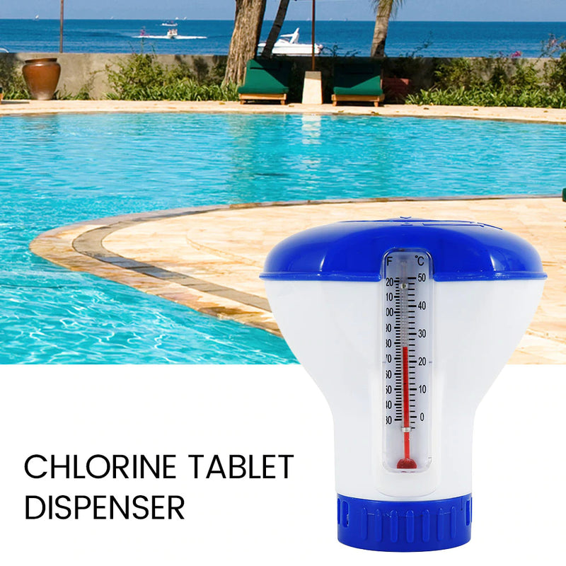 Swimming Pool Chlorine Dispenser With Thermometer - Mystery Gadgets swimming-pool-chlorine-dispenser-with-thermometer, 